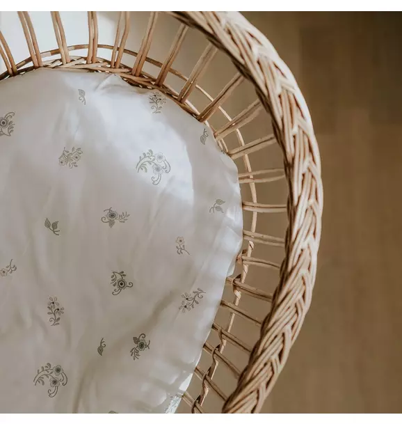 Fleur + Stripe Crib Sheet - Ivory