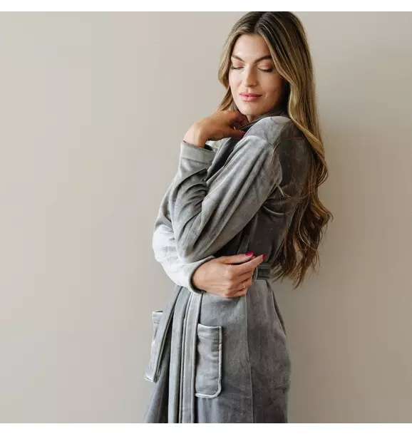 Minky Stretch Luxe Robe in Charcoal