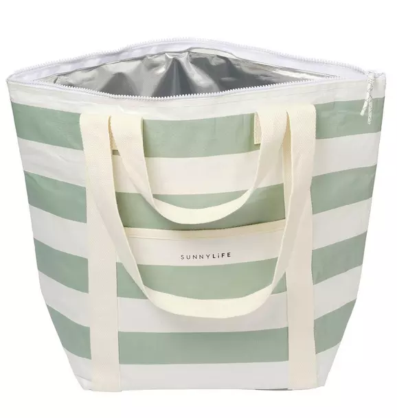 Light Cooler: Tote - La Palma Sage Stripe