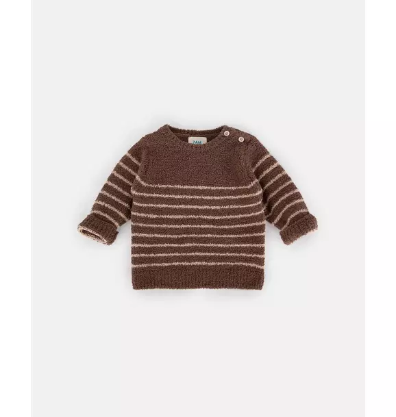 Striped Long Sleeve Top Fuzzy - Choco/Pecan