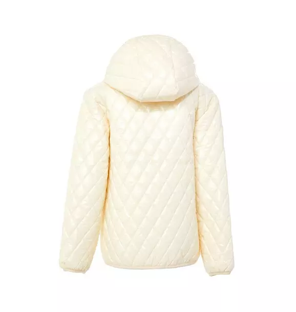 Women's - Shiny Winter White Quilted Puffer Coat