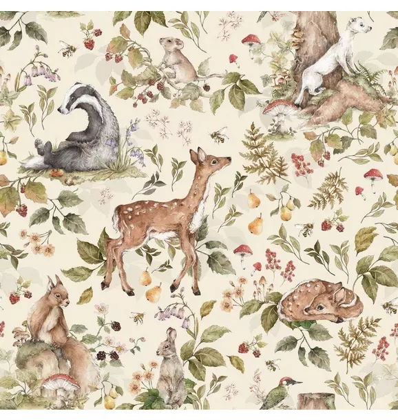 Cute Forest Animals Light Wallpaper