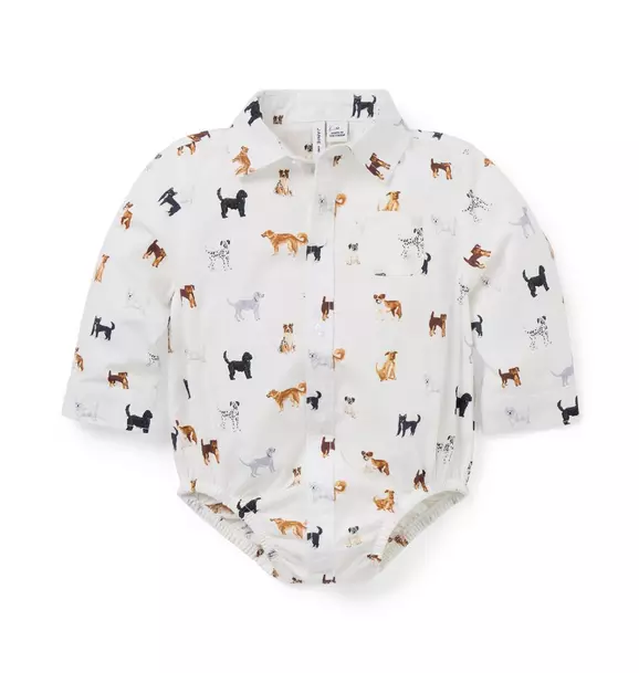 Baby Poplin Dog Friends Bodysuit