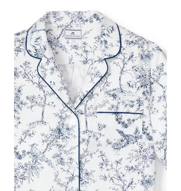 Women's Twill Pajama Set in Blue Timeless Toile