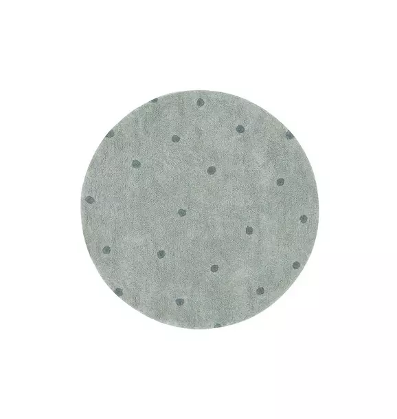 Washable Rug Round Dot Blue Sage