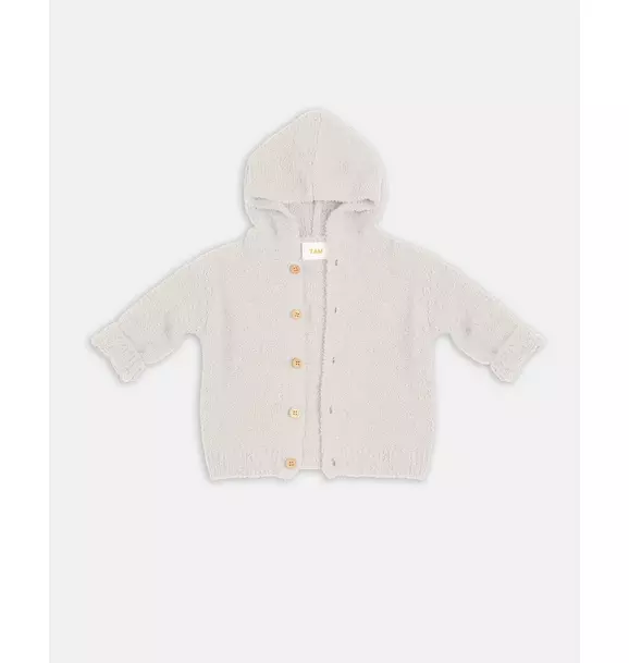 Hooded Cardigan Fuzzy - Ecru