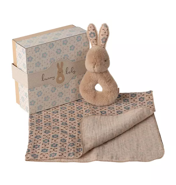 Rabbit rattle set - Cream peach