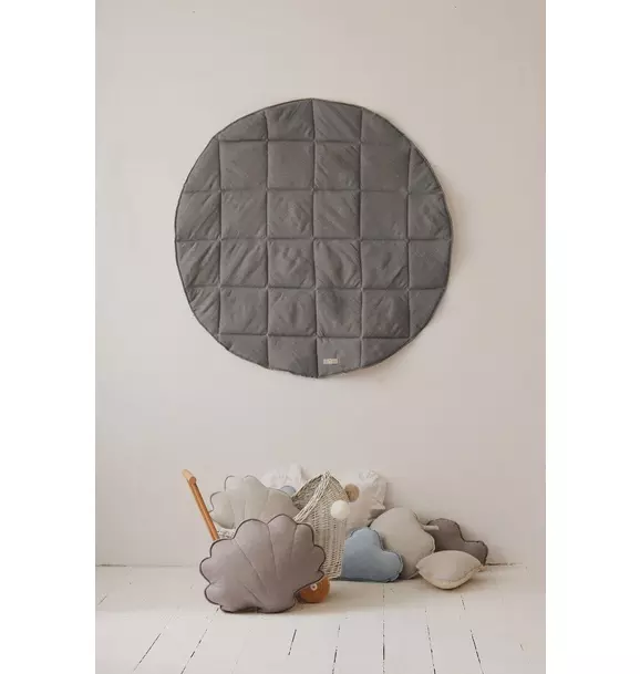 “Beige” Teepee and "Grey Linen" Round Mat Set