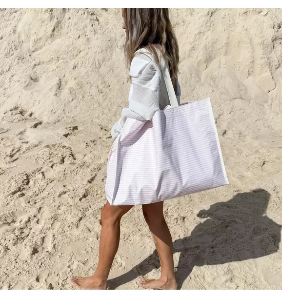 Carryall Beach Bag: Lazy Days Pink Stripe
