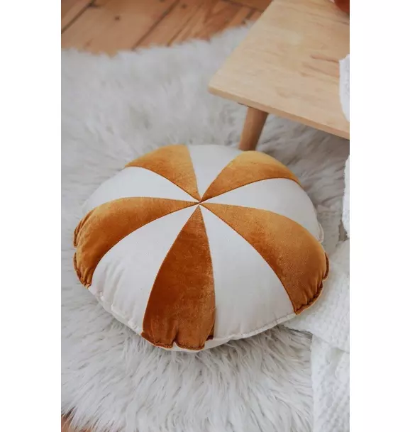 “Gold Circus” Round Patchwork Pillow