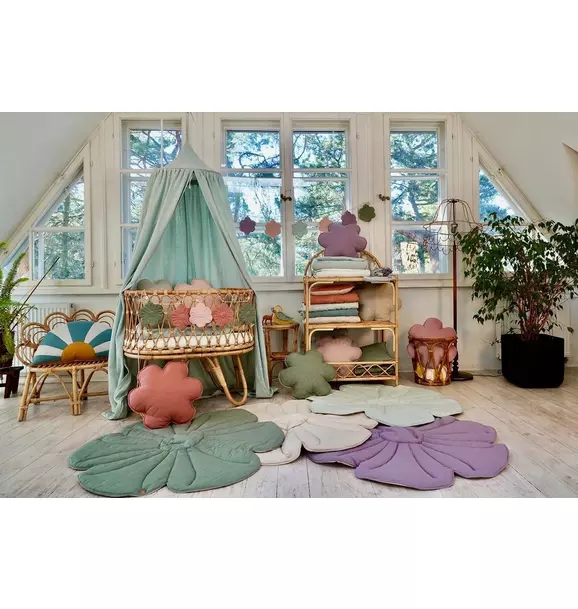 Linen "Light Pink Lily" Flower Pillow