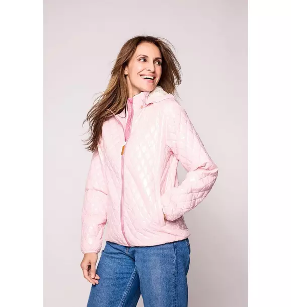 Women's - Shiny Ballerina Pink Quilted Puffer Coat