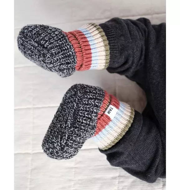 Chunky Slippers - Black Melange Multicolor