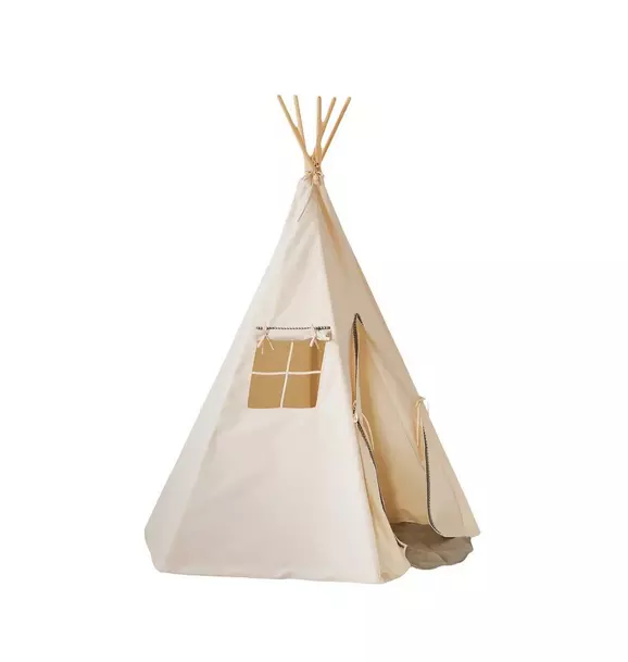 “Grey Pompoms” Teepee with Pompoms and Round Mat Set