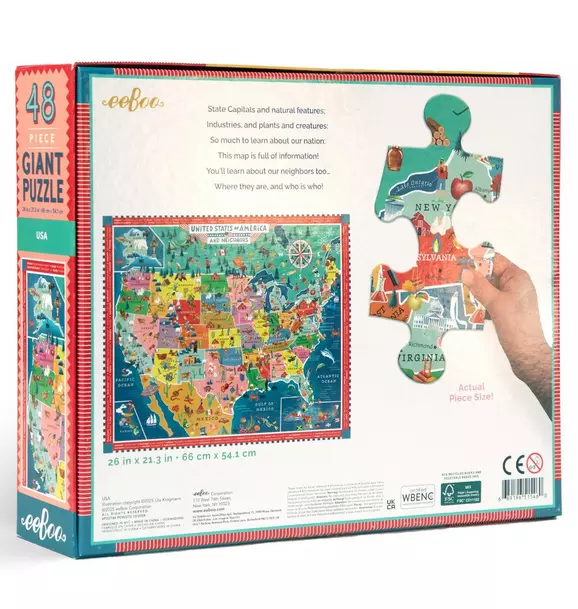 Giant Puzzle: USA Map - 48 Piece