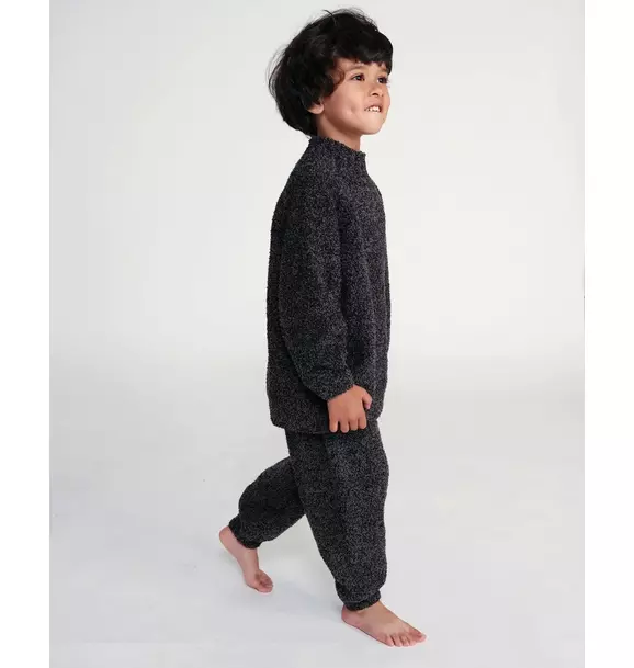 Boxy Lounge Pants Fuzzy - Black Melange
