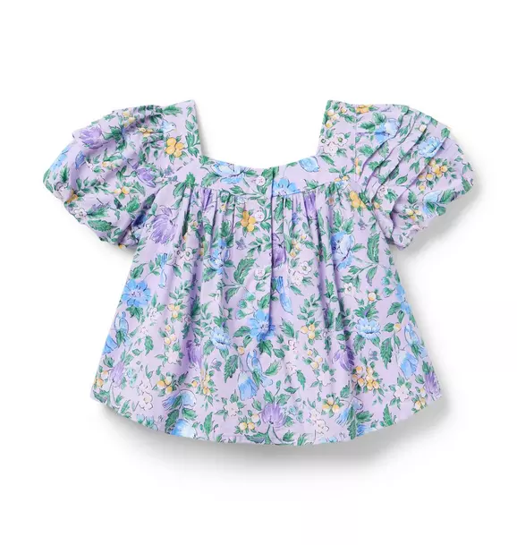 Floral Pintuck Puff Sleeve Top