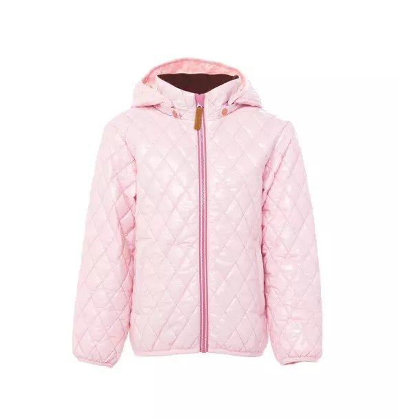 Women's - Shiny Ballerina Pink Quilted Puffer Coat