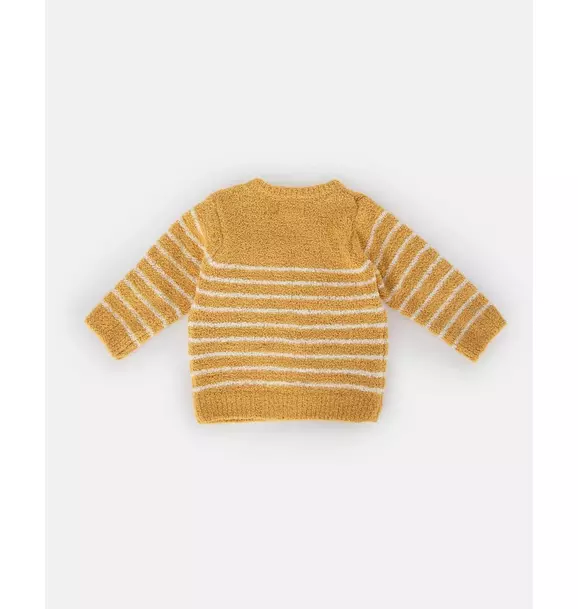 Striped Long Sleeve Top Fuzzy - Amber/Ecru