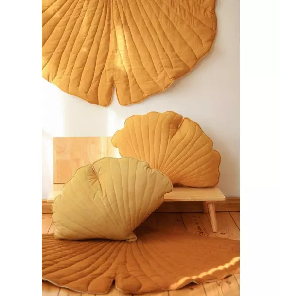 Velvet “Honey” Ginkgo Leaf Pillow