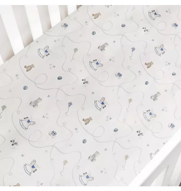 Little Toy Chest Crib Sheet - Ivory