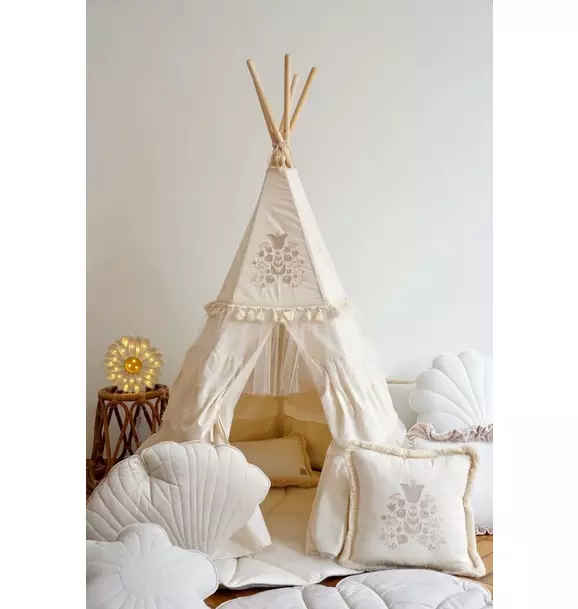 “Boho” Teepee Tent with Frills and Embroidery