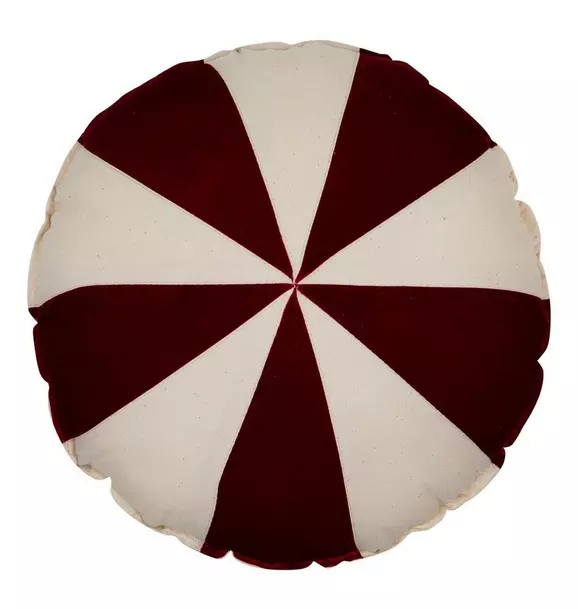“Red Circus” Round Patchwork Pillow