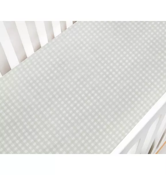 Picnic Gingham Crib Sheet- Green