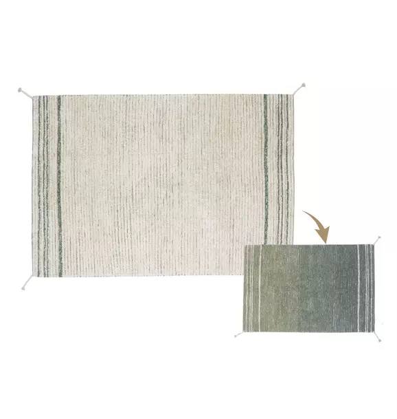 Reversible Washable Rug Twin Vintage Blue