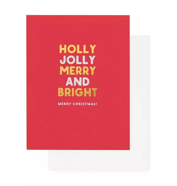 Holly Jolly Merry & Bright Holiday Card