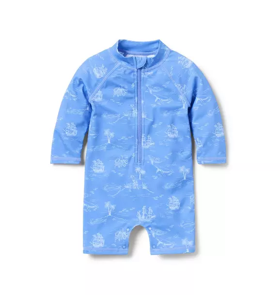 Baby Recycled Nautical Toile Rash Guard Swimsuit