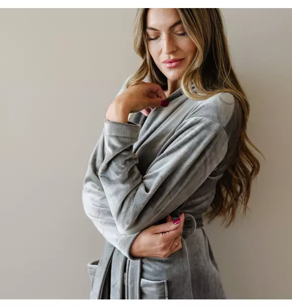 Minky Stretch Luxe Robe in Charcoal