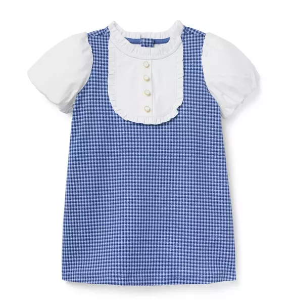 Houndstooth Puff Sleeve Dress