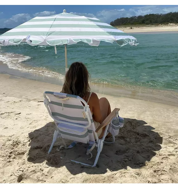 Deluxe Beach Chair: La Palma Sage Stripe