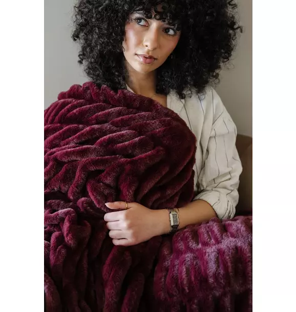 Double Ruched Throw Blanket in Royale
