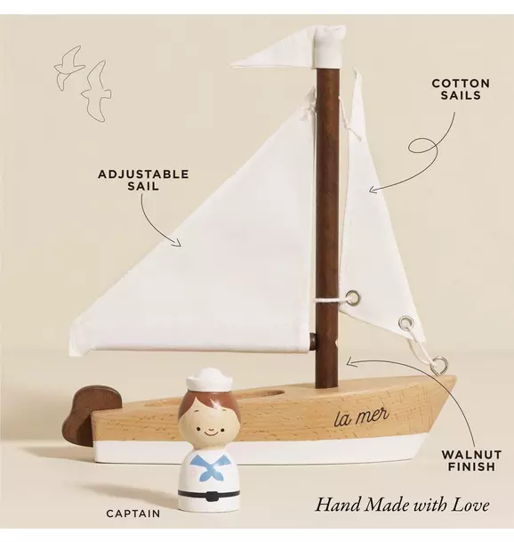 Wooden Sailing Boat & Captain
