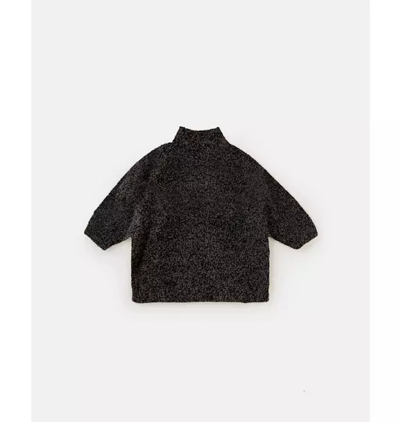 Mockneck Sweater Fuzzy - Black Melange