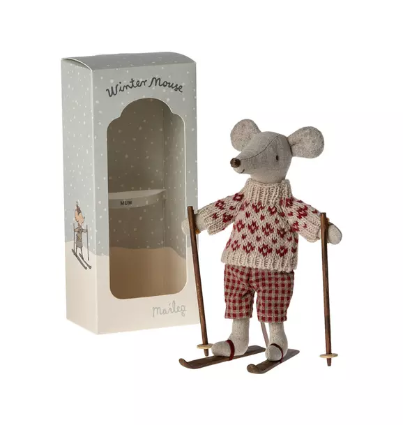 Winter Mouse with Ski Set, Mum
