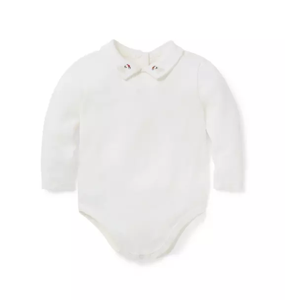Baby Embroidered Bear Collar Bodysuit