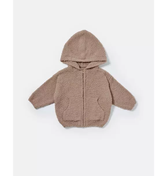 Zip Up Hoodie Fuzzy - Taupe