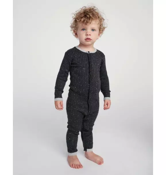 Long Sleeve Jumpsuit - Hug Me - Black Melange