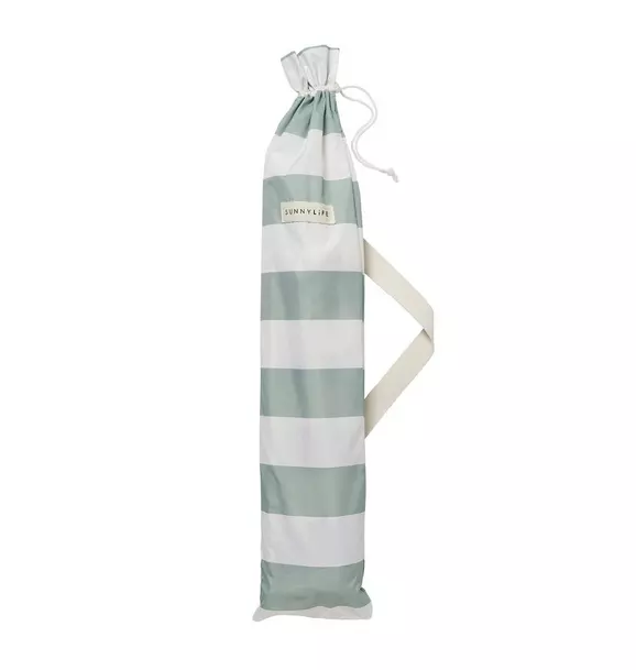 Compact Beach Umbrella: La Palma Sage Stripe
