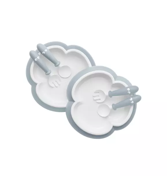 Baby Plate, Spoon & Fork, 2 Sets, Powder Blue