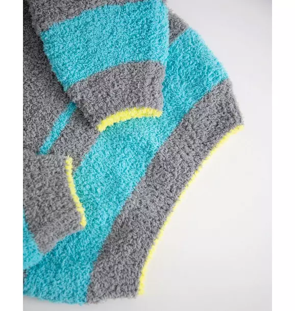 Boxy Striped Sweater Fuzzy - Gris/Bright Cyan