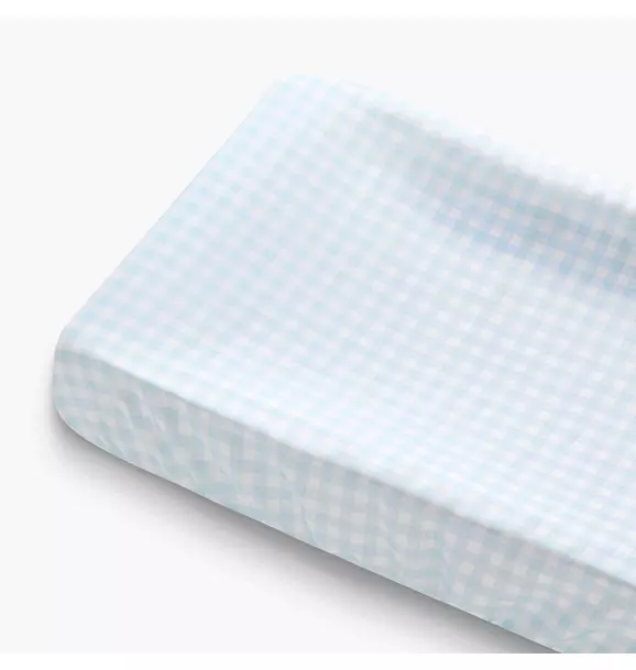 Picnic Gingham Changing Pad Cover- Blue