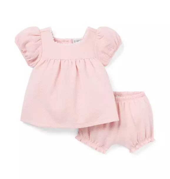 Baby Quilted Puff Sleeve Matching Set