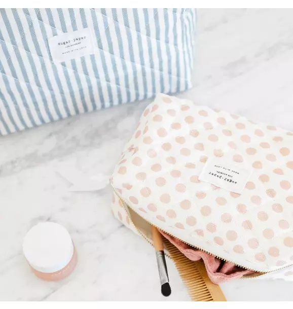 Blue Stripe Large Cosmetic Pouch