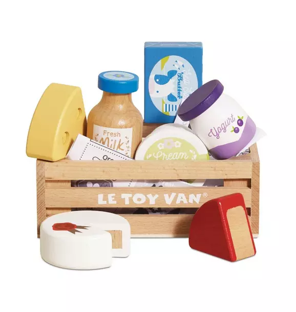 Cheese & Dairy Wooden Market Crate - 8 Piece