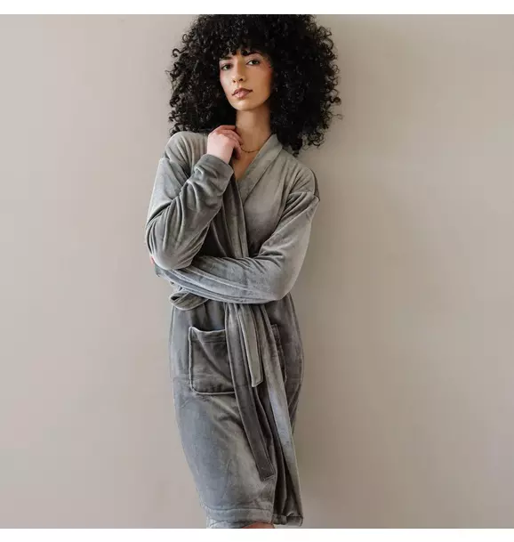 Minky Stretch Luxe Robe in Charcoal