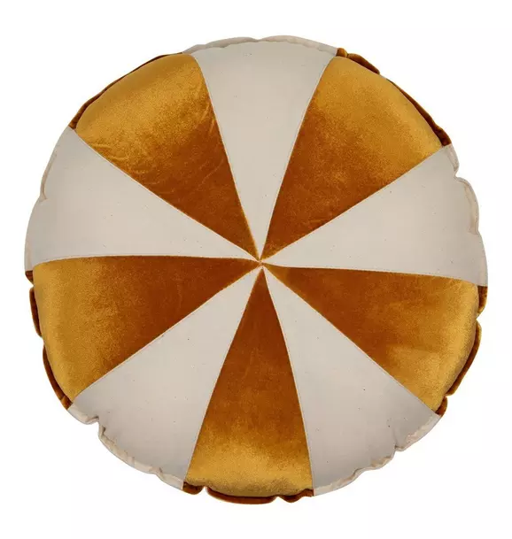 “Gold Circus” Round Patchwork Pillow